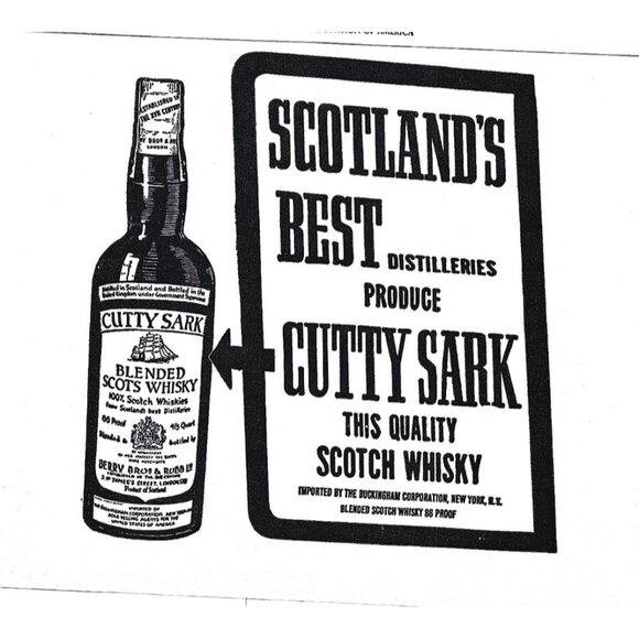 Cutty Sark Blended Scotch Whisky Advertisement Print 1960s Vintage - Picture 1 of 2